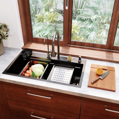 DeerValley Minimal Waterfall Kitchen Sink